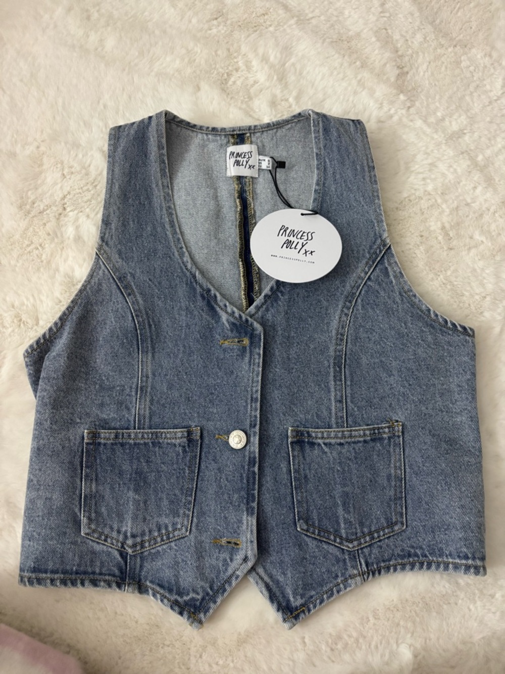 Princess Polly Light Wash Denim Vest